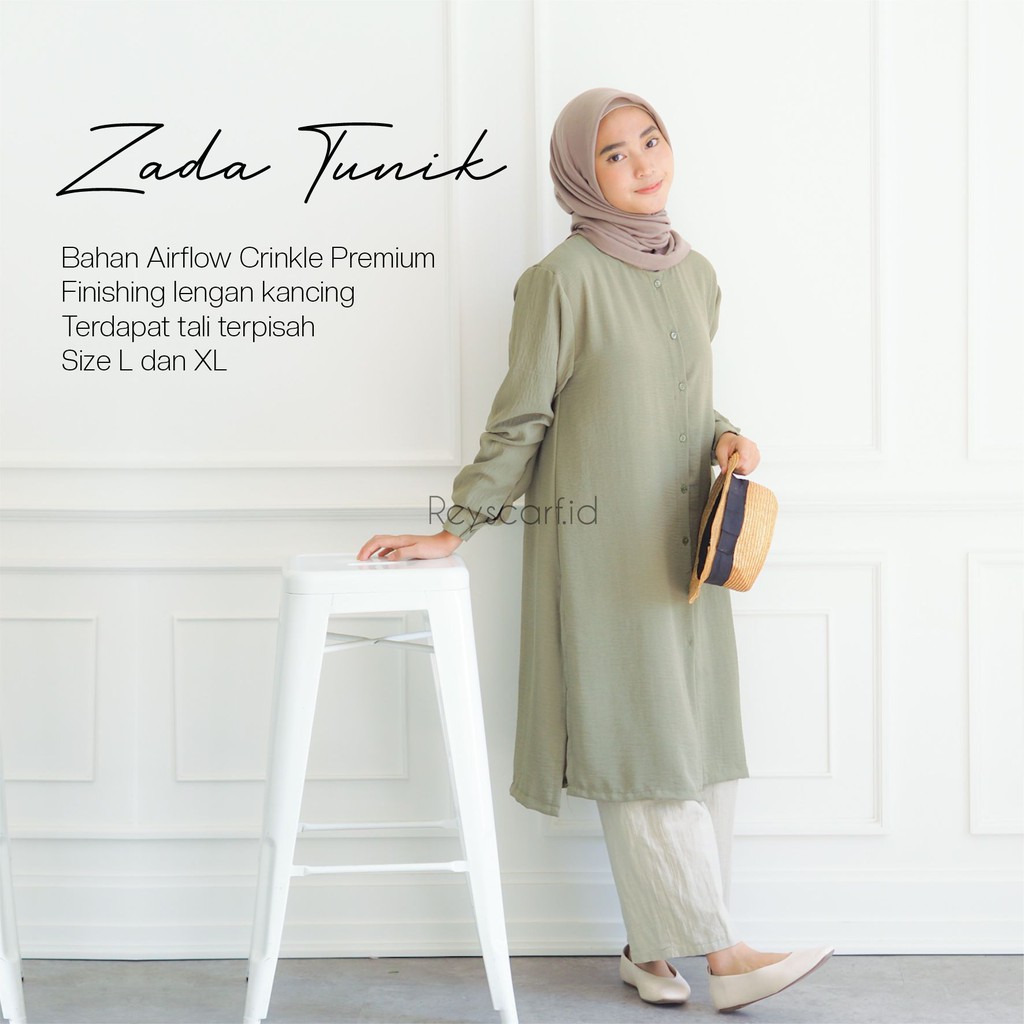 Tunik Zada By Reyscarf Tunik Dewasa Luxury Bahan Airflow Crinkle Premium Terbaik Nyaman Dipakai I Bisa COD