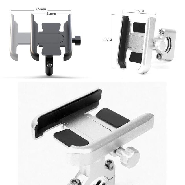 Holder Hp Motor Phone Holder Motor STANG Bahan ASLI BESI - Silver
