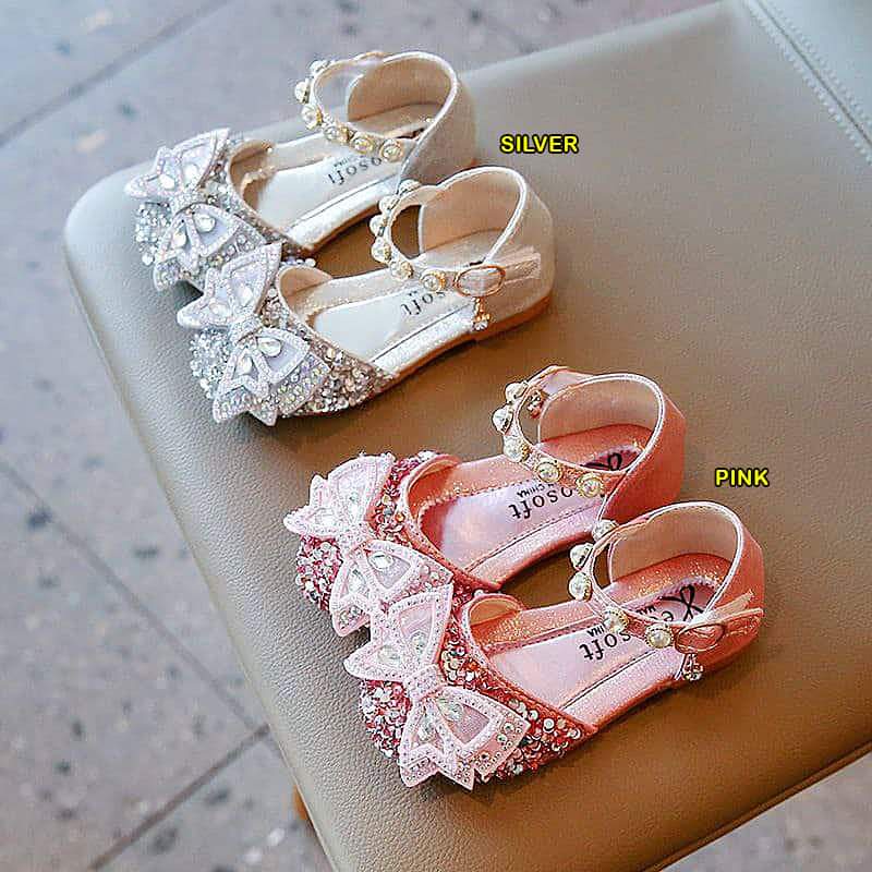 Sepatu Sandal Pesta Anak Perempuan Flat Pearl