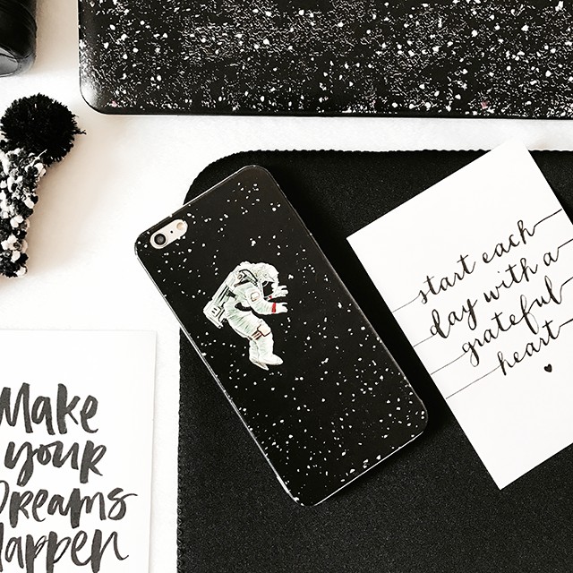 Custom Astronot jelly hard case Iphone Samsung Lenovo Oppo Xiaomi etc