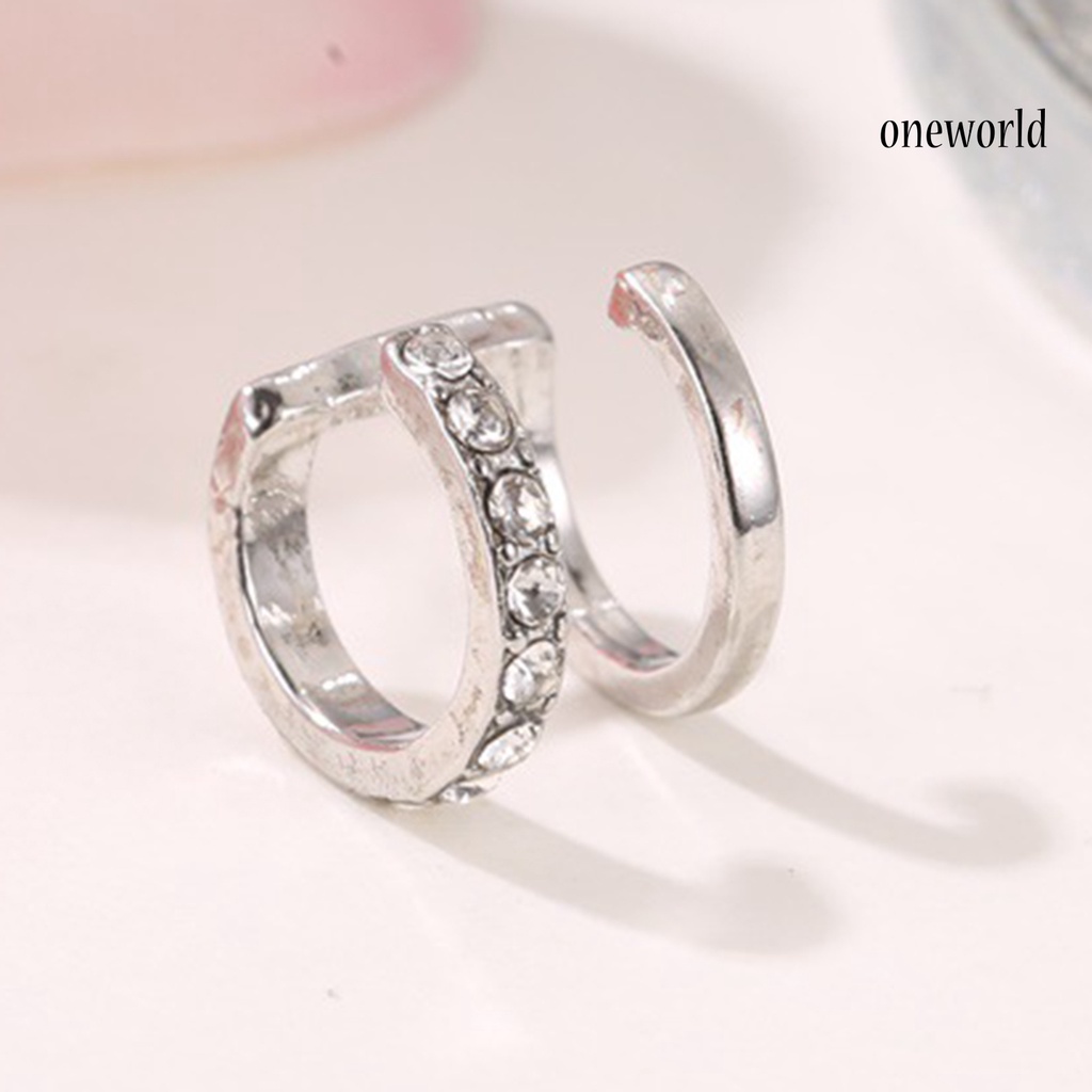 OW# 1Pc Exquisite Double U-shaped No Piercing Rhinestone Ear Cuff Ear Clip Jewelry Accessory