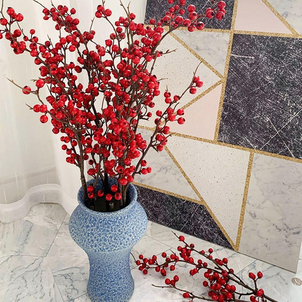 [Elegan] Tanaman Artificial Palsu Hiasan Natal Holly Home Wedding Decor Lucky Delima Cabang