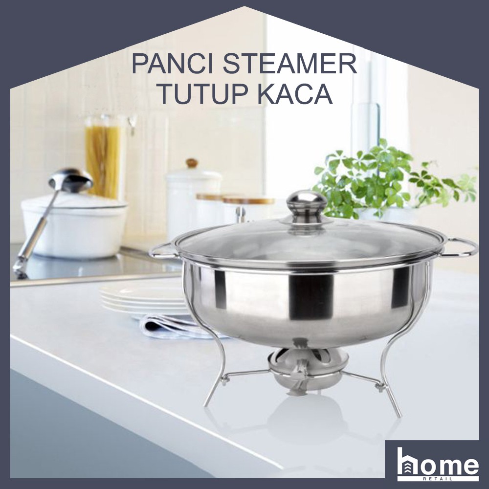 Panci Prasmanan  Sup Soup Tutup  Kaca  Pemanas Warmer 