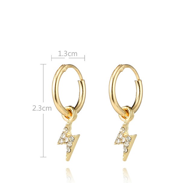 LRC Anting Tusuk Fashion Gold Color Diamond&amp;arrow Decorated Earrings Sets