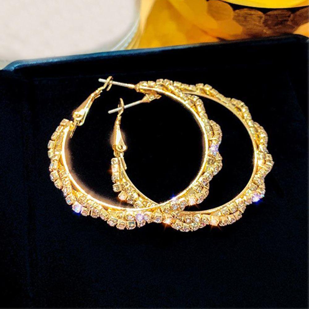 R-flower Round Hoop Earrings Pesta Pernikahan Pertunangan Lingkaran Besar Fashion Bentuk Bulat