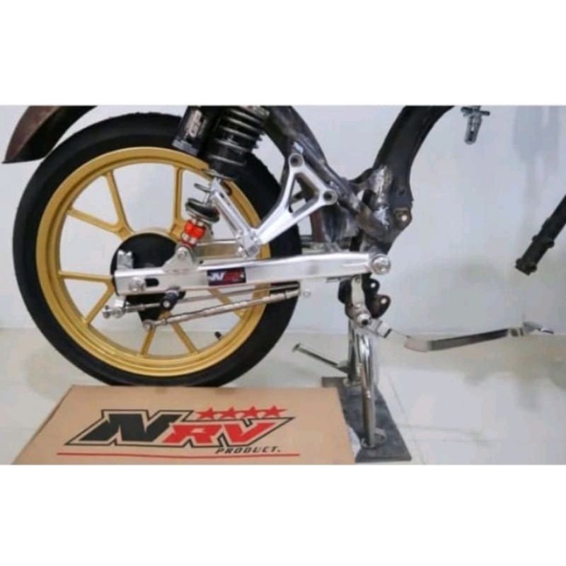 Swing arm arem NRV almunium pnp Megapro glpro glmax gl100 model aitech k2r sultan part / lengan ayun mp gl neotech series / arm arem chrome silver sapit urang udang Swing arem Arm NRV aitech Model Kaze pnp mp gl Arm NRV CB GL MP Bahan Alumunium CNC