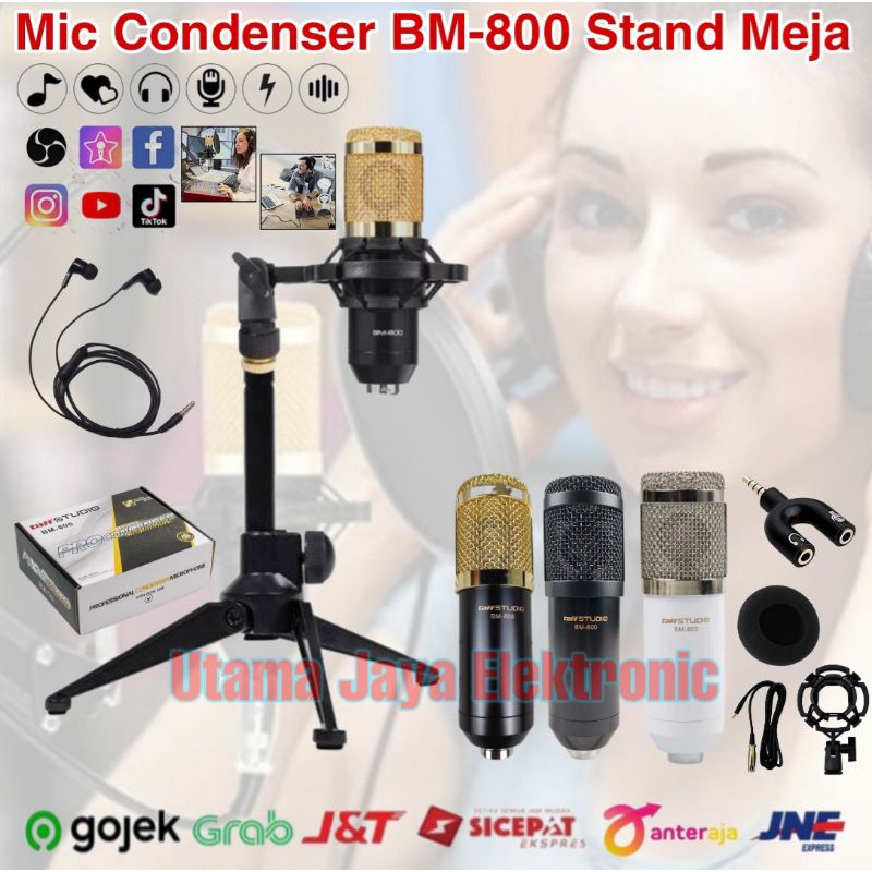 Microphone BM800 Stand Tripod Meja Mikrofon Condenser