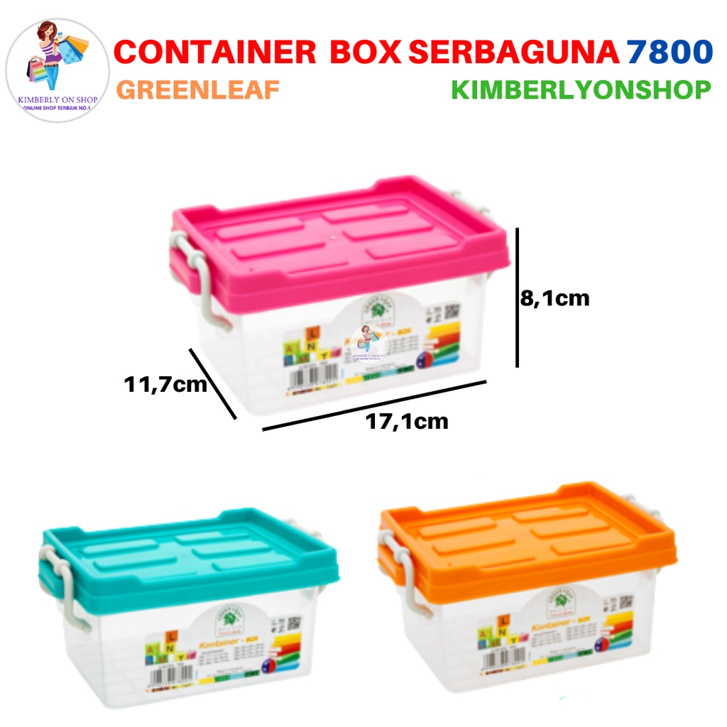 Box Container 900 ml 7800 Q SEVEN BOX Tempat Penyimpanan Green Leaf