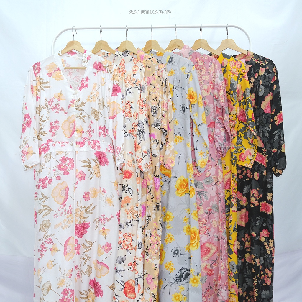 OSAKA LONG DRESS Belah Tengah - tunik panjang motif bunga