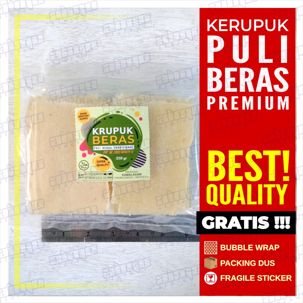 

Kerupuk PULI BERAS KUMALASARI ASLI Mentah Krupuk BERAS PUTIH KOTAK SUPER PREMIUM - KEMASAN 250gr