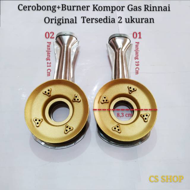 Cerobong kompor gas rinnai + burner kuningan original