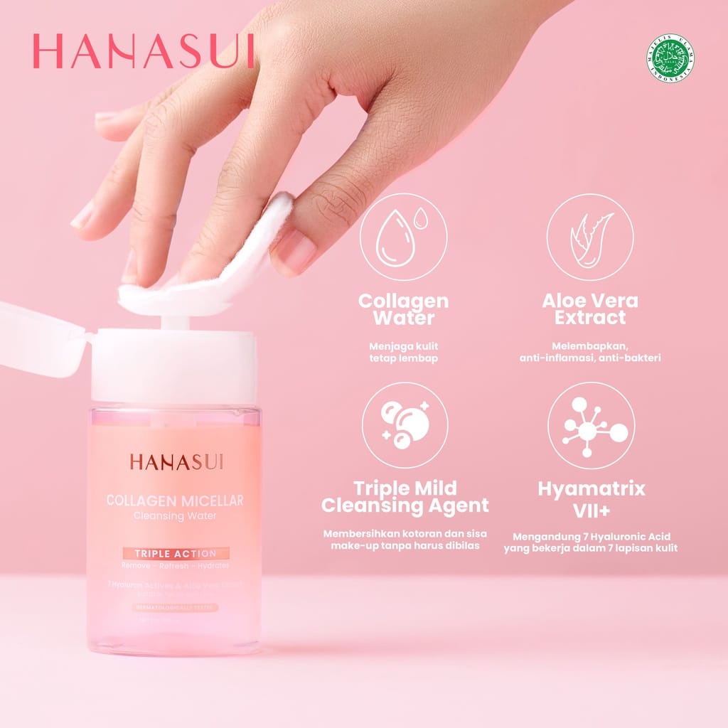 HANASUI MICELLAR WATER 100ML COLLAGEN PEMBERSIH CLEANSENG MAKE UP