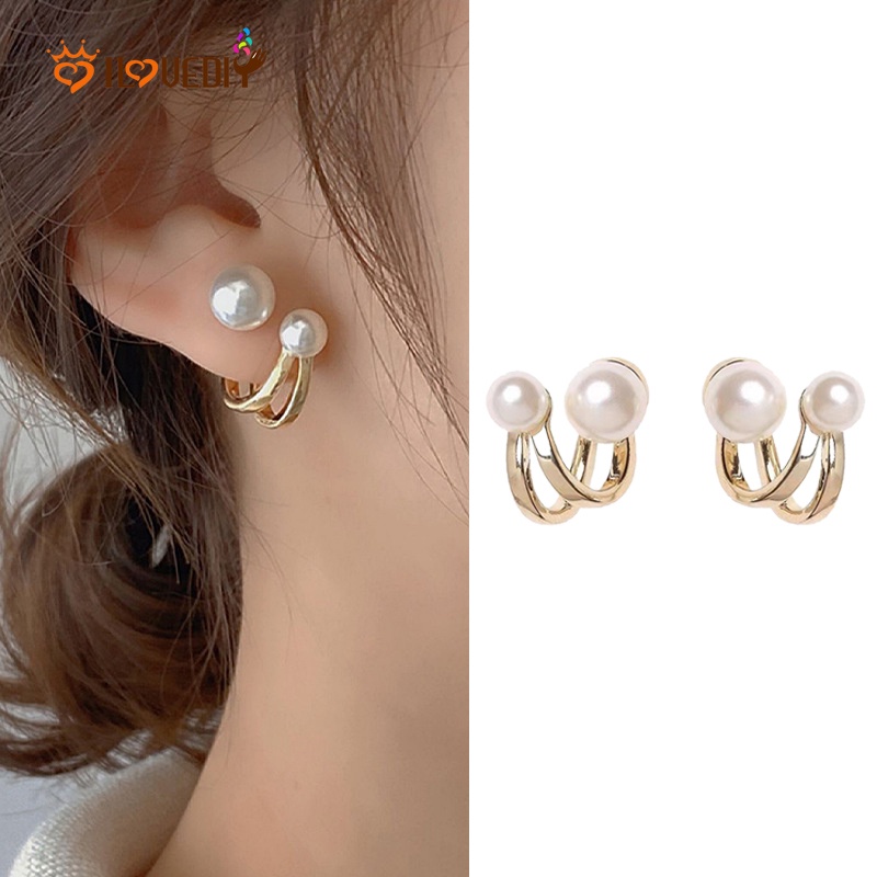 Anting Stud Hias Mutiara Gaya Retro Korea Untuk Pesta Pernikahan