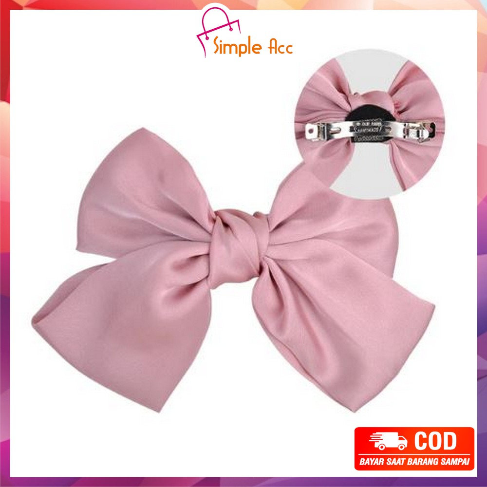 ~COD~DO-C160 Ikat Rambut Pita Besar Kuncir Rambut Hairband Aksesoris Wanita Kunciran Rambut Korea-JEPIT PINK MUDA