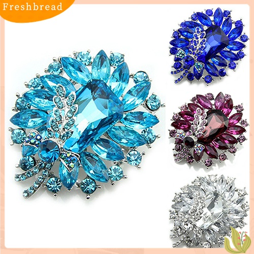 [ TERLARIS]Women's Banquet Party Broach Blue Clear Rhinestone Crystal Butterfly Pin Brooch