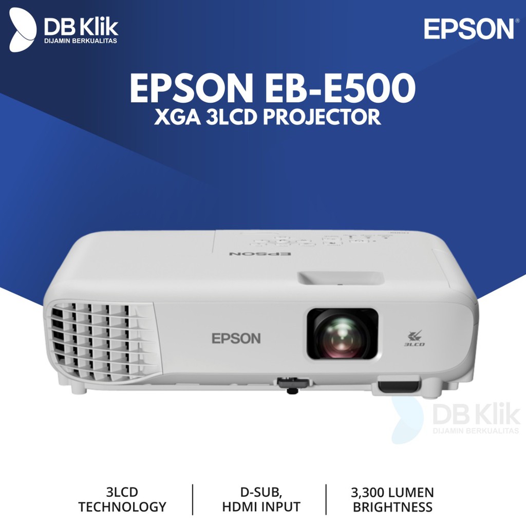 Projector EPSON EB-E500 3300 ANSI Lumens VGA HDMI - EPSON EB E500