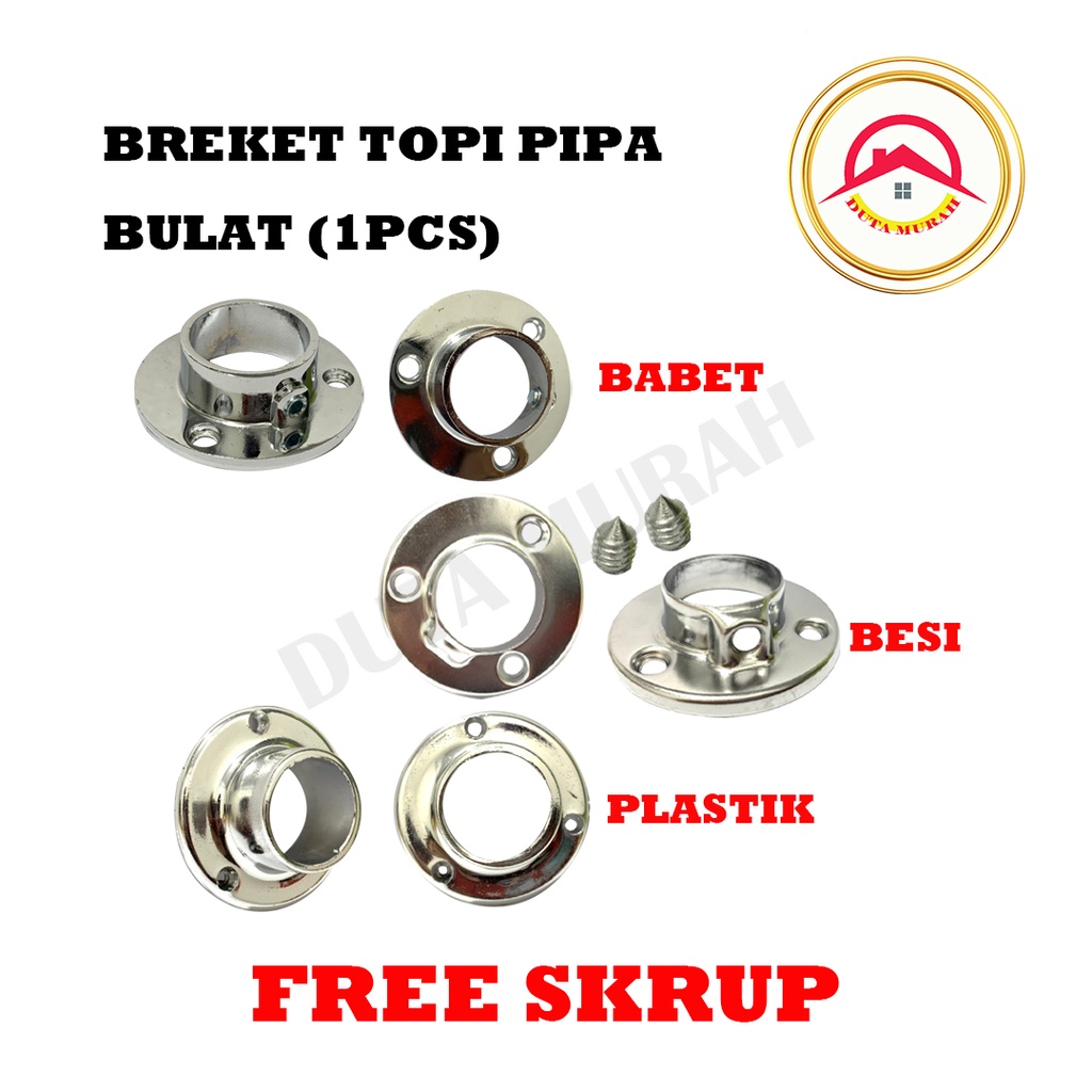 Bracket Braket Topi 1 inchi 25 mm Babet Chrome Isi (1 pcs) / Dop Pipa Bulat / Sambungan Pipa Bulat