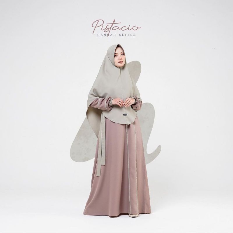 Hannah Series - Pistacio | Jamise Syari | Faezia Official Shop | Gamis Khimar Syari