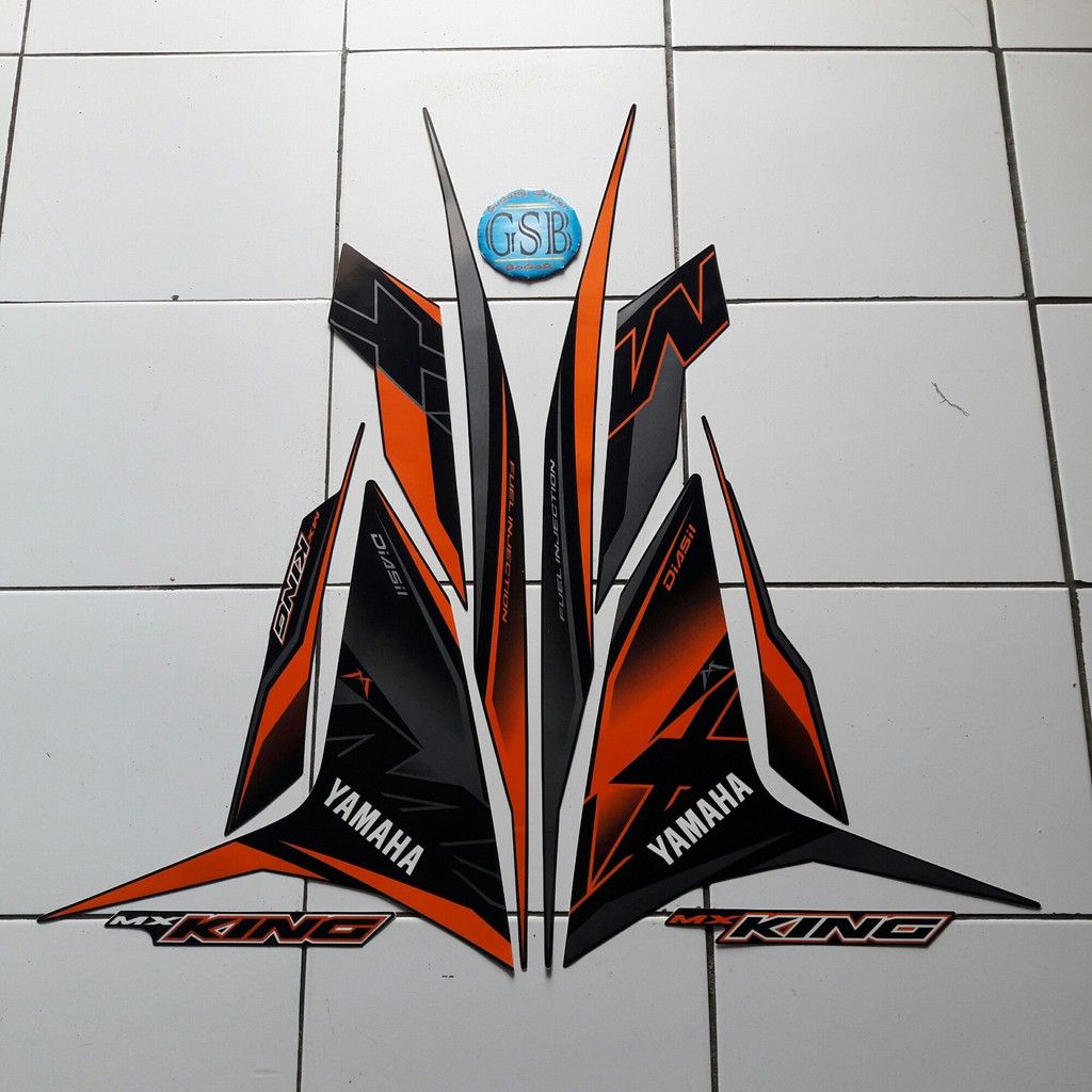 Sticker Striping Motor Yamaha Jupiter Mx King 2019 Hitam Orange