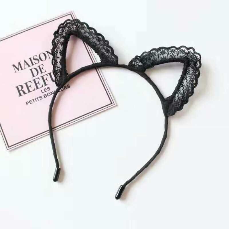 Bando Impor Korea Kucing Beludru Renda Neko Mimi Headband Cat Lace