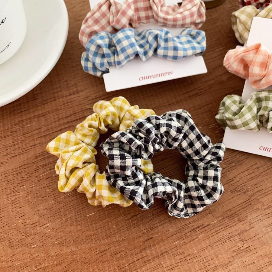 ✨DIDI.ID✨ Ikat Rambut Kotak Import IRA031 Iket Rambut Korean Scrunchie Kunciran Rambut Motif Petak-1