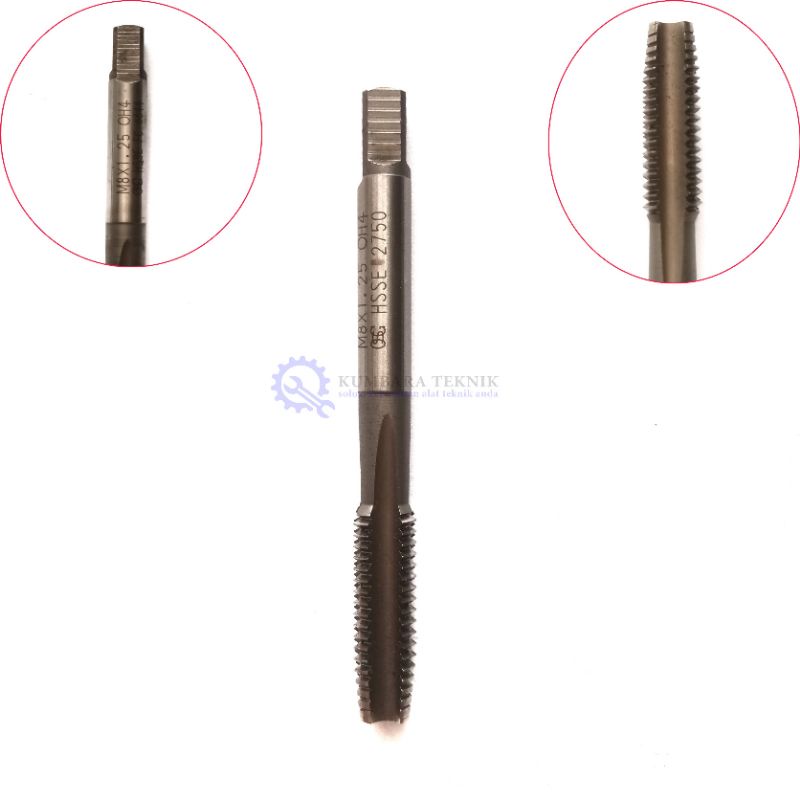 TAP MANUAL M8 x 1.25 HAND TAP BAUT 12 TAP MESIN M8 x 1.25 OSG