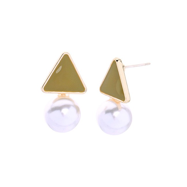 LRC Anting Tusuk Fashion S925 Sterling Silver Drop Oil Glaze Geometric Pearl Earrings F92067