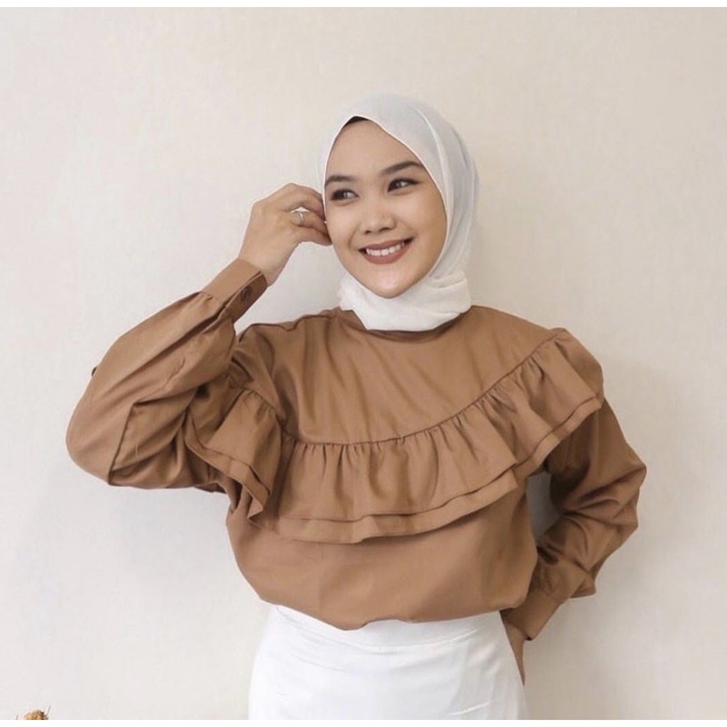 Aura Blouse Ori / Blouse Wanita Kekinian / Narina Blouse Ori-AURA MOCCA