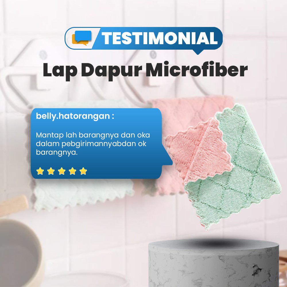 Kain Lap Microfiber Anti Minyak Dapur Piring Gelas Sendok Serbet Makan Bisa Juga Untuk Mobil Motor