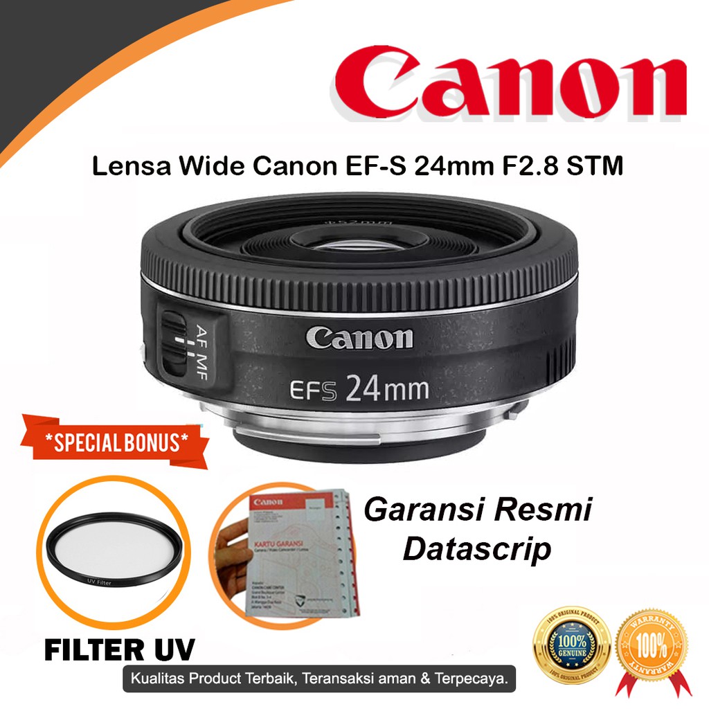 Lensa Wide Canon EF-S 24mm F2.8 STM BONUS Filter UV | Shopee Indonesia