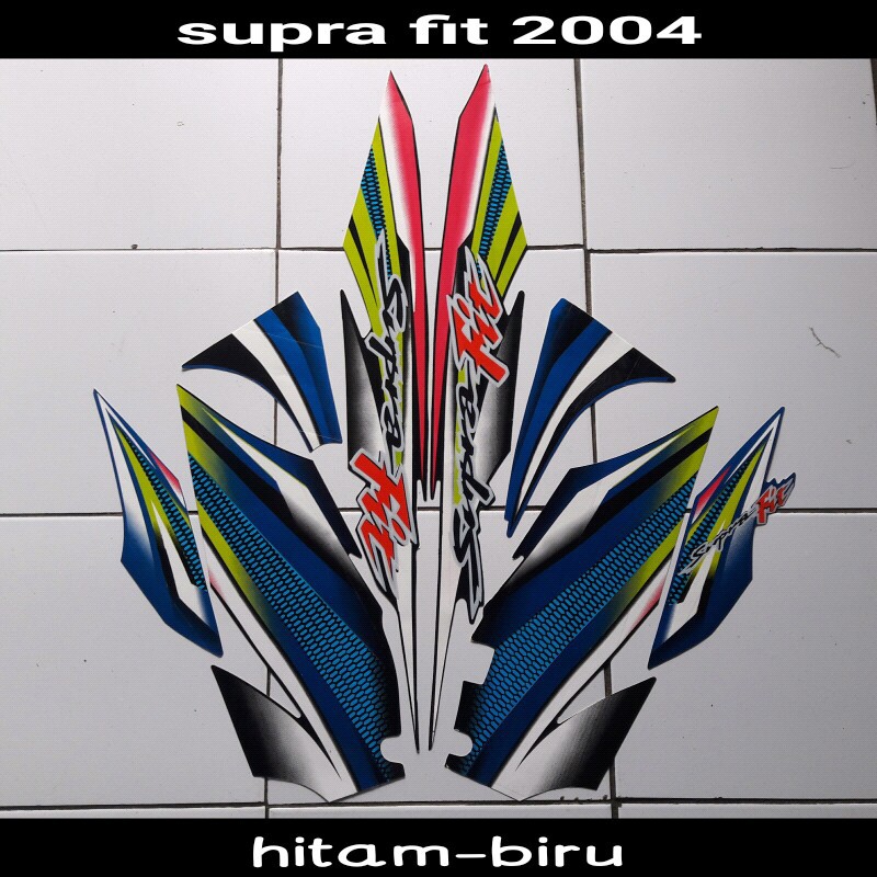 sticker motor supra fit 2004 hitam-biru