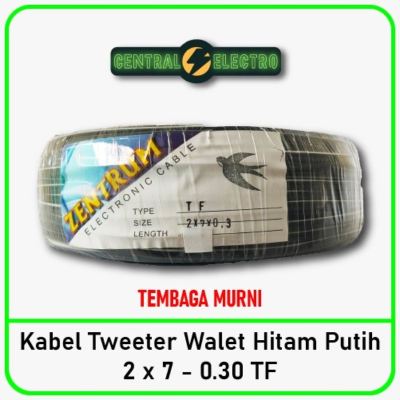 Kabel Tweeter Walet Hitam Putih 2 x 7 / 0.30 TF (100 Meter)