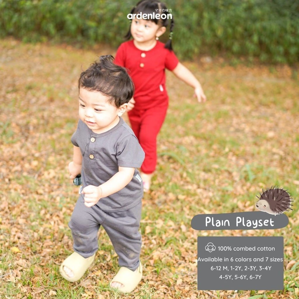 Ardenleon Plain Playset 1-7 Tahun / Setelan Anak Earth Tone Baju Pendek Celana Panjang Baby And Kids