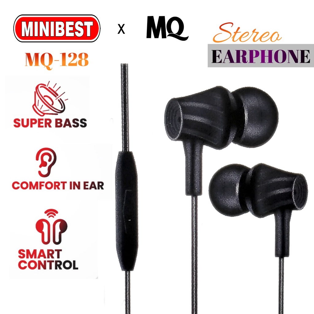 Earphone Headset Handsfree Super Bass In-Ear HiFi dengan Mikropon MQ-128