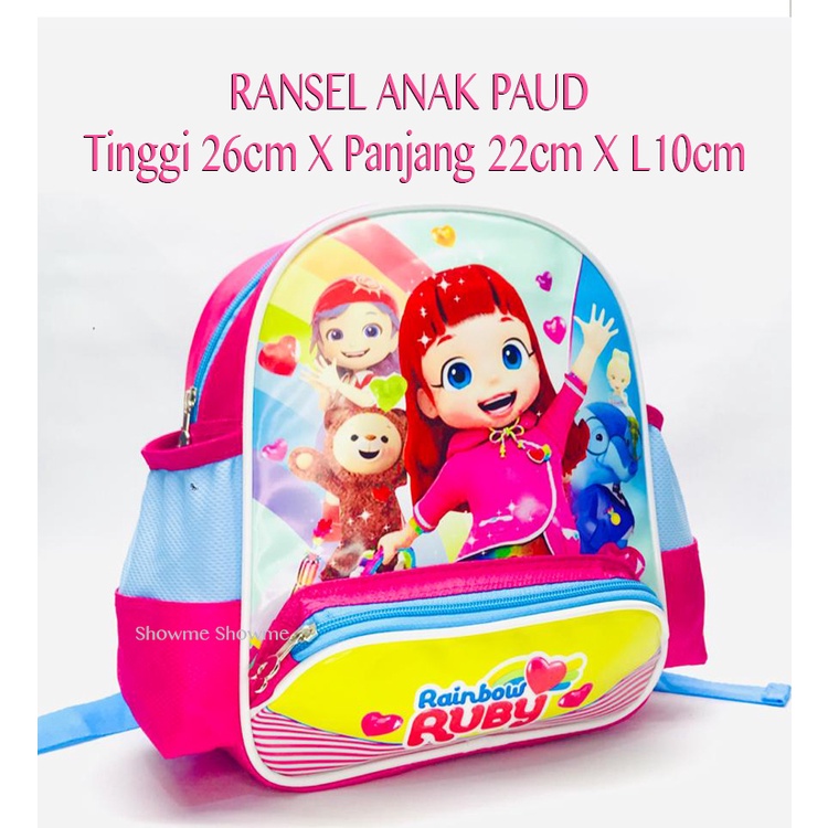 Showme Tas Ransel Anak Sekolah PAUD 10in (T26cm X P20cm X L10cm) RAINBOW RUBY