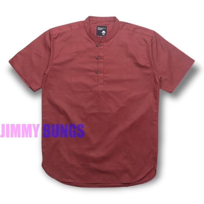 Kemeja Pria Maroon Merah Kerah Shanghai Koko + Slimfit + Baju Kerja