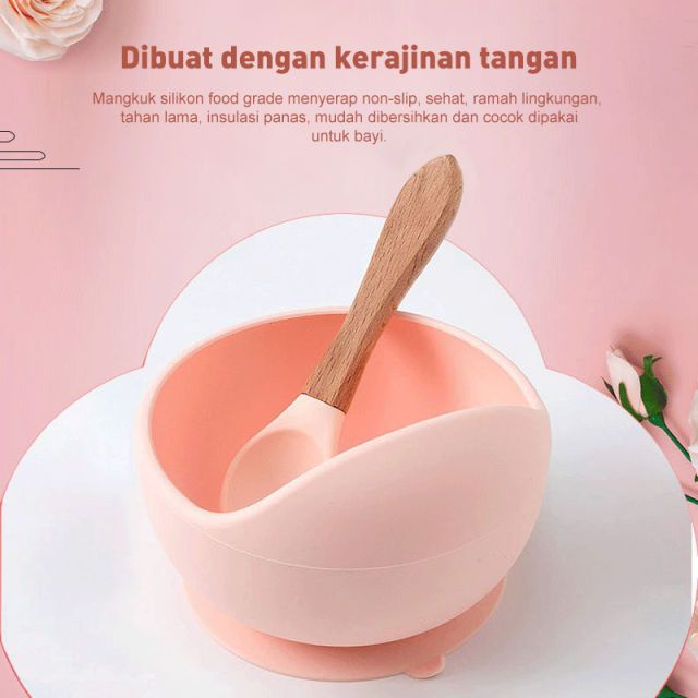 Bayi Set Alat Makan SET SILICONE BOWL + SPOON / Silicon Set Alat Mpasi Peralatan Makan Peralatan Makan Anak BPA Free