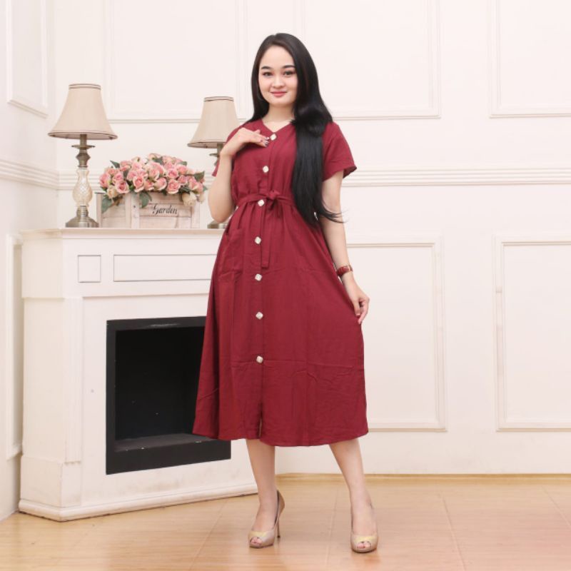 DASTER ANDIN - DREES SANTAI CASUAL WANITA POLOS - DREES POLOS KANCING DEPAN KEKINIAN