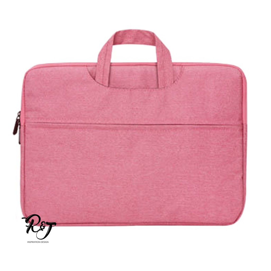 Tas Laptop 14 inch Softcase Sleeve Nylon Jinjing Waterproof - Pink