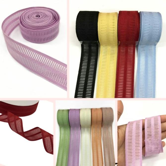 

1 YARD - 2.5 CM & 4 CM PITA KOREA LUBANG BERGARIS | BAHAN CRAFT