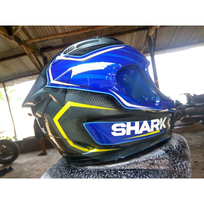 Helm KYT RC-7 repaint shark, paket ganteng