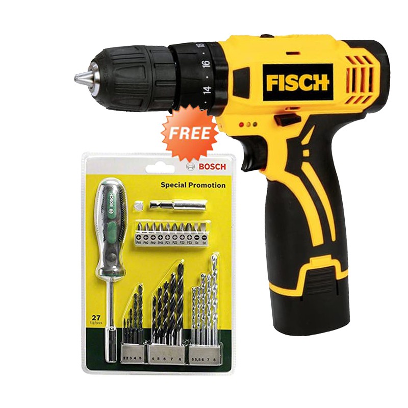BUNDLING FISCH TD7180 BOR CORDLESS BETON 1 BATERAI & MATA BOR BOSCH 27 X-LINE