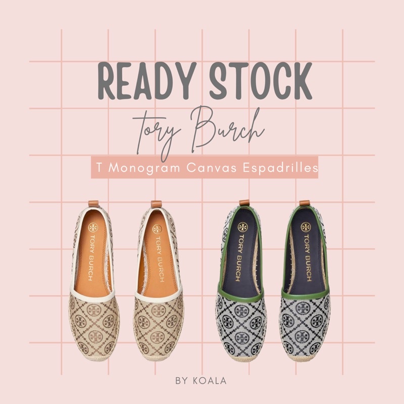 [READY STOCK] Sepatu Tory Burch T Monogram Canvas Espadrilles