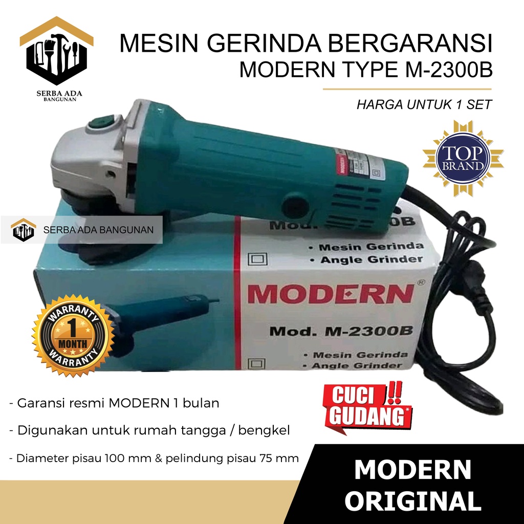 MODERN M-2300 B Gerinda Tangan 4 Inch Angle Disc Grinder Gurinda Grinda Listrik Mesin M2300B M-2300B