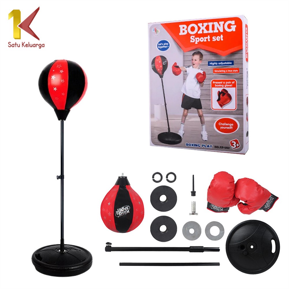 Satu Keluarga Mainan Tinju Anak Set M62 Alat Latihan Tinju Speed Boxing Ball dan Sarung Tinju / Maen