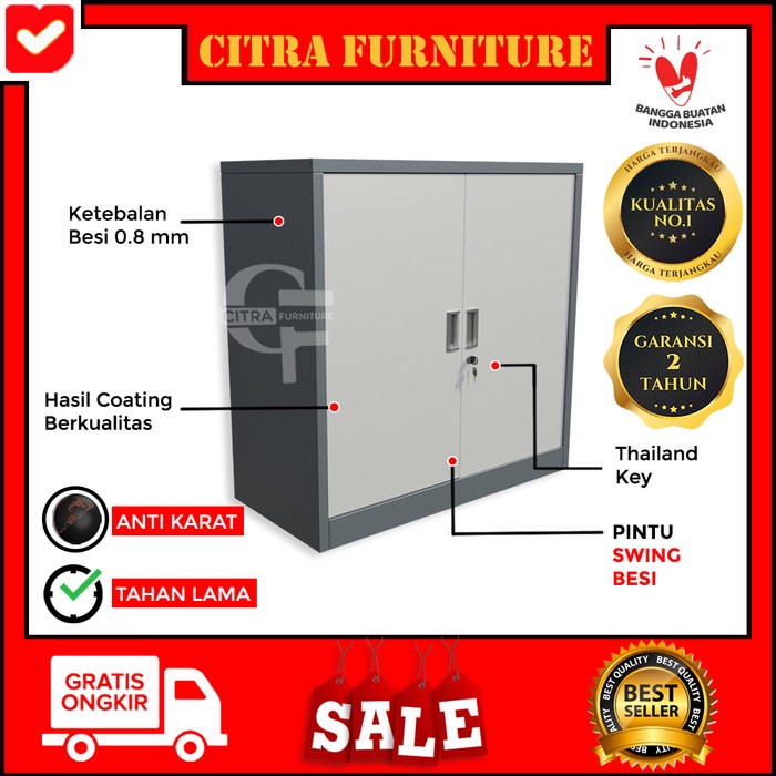 

READY Lemari Arsip Besi 2 Pintu Buka Swing Pendek|Lemari Kantor Dokumen file MURAH
