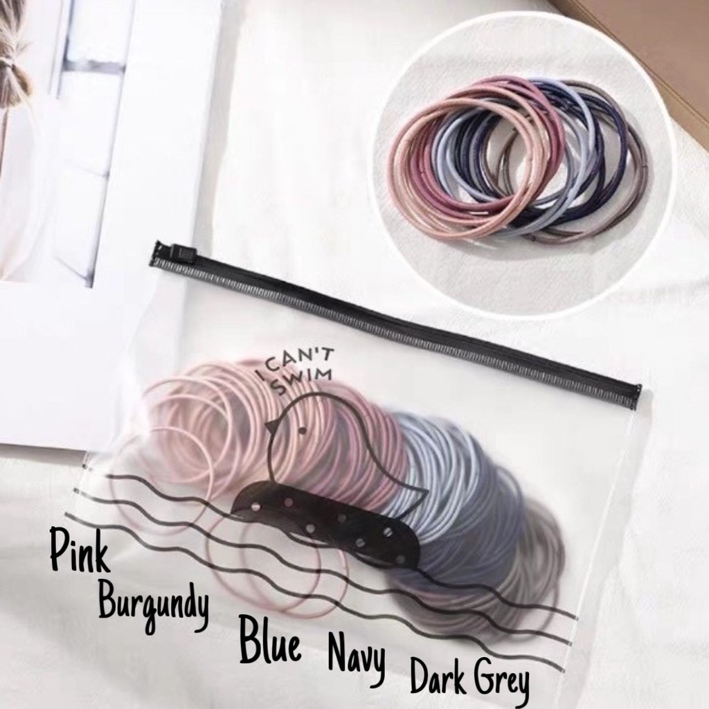 100pcs Karet Rambut ala Korea / Ikat Rambut Elastis / Asesoris Rambut-Mix Gelap