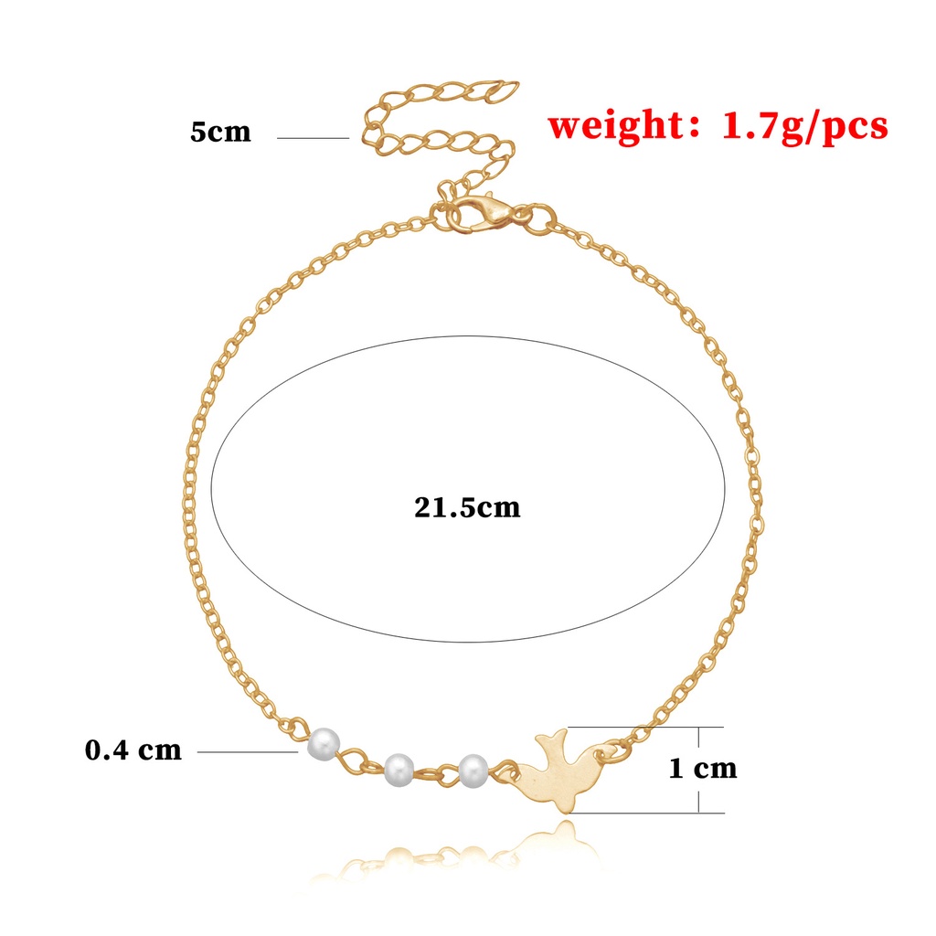 Gelang Kaki Rantai Mutiara Desain Burung Merpati Gaya Eropa Amerika Untuk Wanita