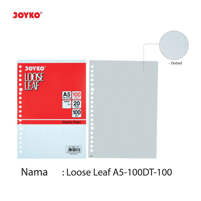 

Joyko Kertas Binder Loose Leaf Dotted Titik Dot A5 100Gsm 100 Sheet