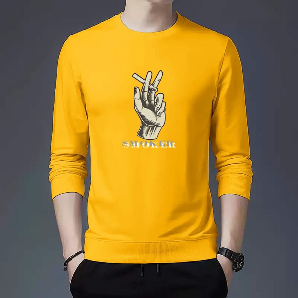 amosjkt28.atasan lengan panjang/baju sweater smoker/kaos/baju pria